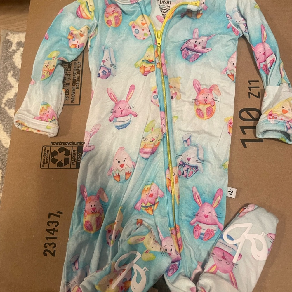 Kids Pajamas with Bunny Print - Blue and Pink